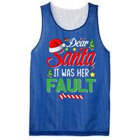 Dear Santa It Was Her Fault Funny Xmas Couples For Christmas Gift Mesh Reversible Basketball Jersey Tank