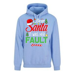 Dear Santa It Was Her Fault Funny Xmas Couples For Christmas Gift Unisex Surf Hoodie