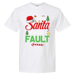 Dear Santa It Was Her Fault Funny Xmas Couples For Christmas Gift Garment-Dyed Heavyweight T-Shirt