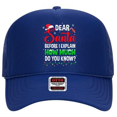 Dear Santa I Can Explain Funny Christmas Adults Gift High Crown Mesh Back Trucker Hat