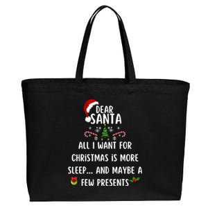 Dear Santa I Want For Christmas Is More Sleep Cotton Canvas Jumbo Tote