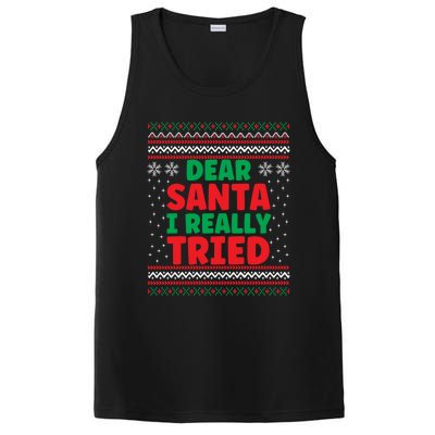 Dear Santa I Really Tried Funny Ugly Christmas Sweater Gift PosiCharge Competitor Tank