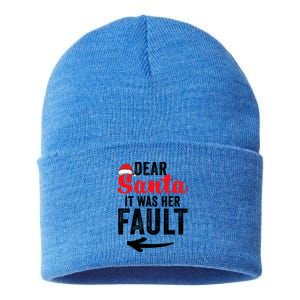 Dear Santa It Was Her Fault Funny Gift Sustainable Knit Beanie