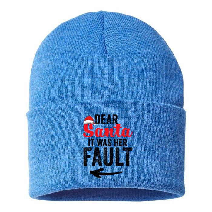 Dear Santa It Was Her Fault Funny Gift Sustainable Knit Beanie