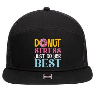 Donut Stress Just Do Your Best Rock The Test Day Teacher 7 Panel Mesh Trucker Snapback Hat