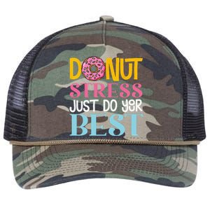 Donut Stress Just Do Your Best Rock The Test Day Teacher Retro Rope Trucker Hat Cap