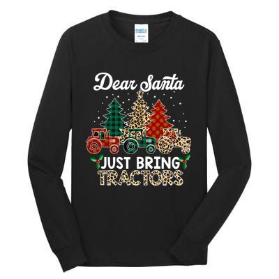 Dear Santa Just Bring Tractors Christmas Tree Tall Long Sleeve T-Shirt