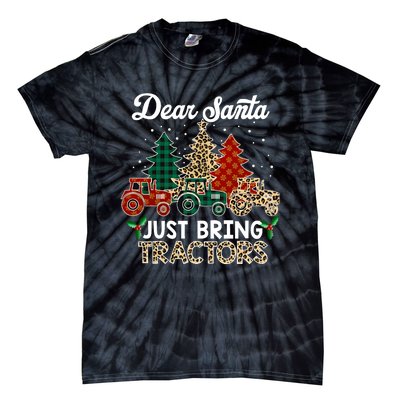 Dear Santa Just Bring Tractors Christmas Tree Tie-Dye T-Shirt