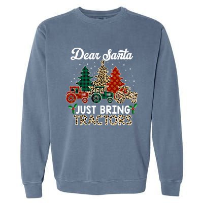 Dear Santa Just Bring Tractors Christmas Tree Garment-Dyed Sweatshirt