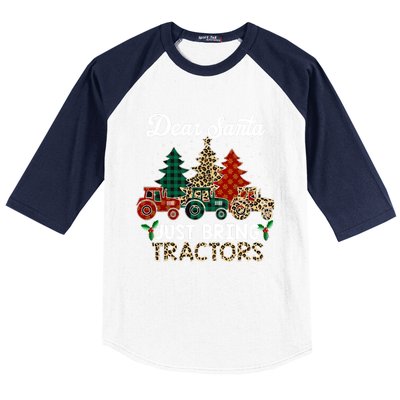 Dear Santa Just Bring Tractors Christmas Tree Baseball Sleeve Shirt