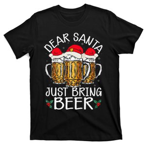 Dear Santa Just Bring Beer Christmas Hat Funny Drinking Xmas T-Shirt