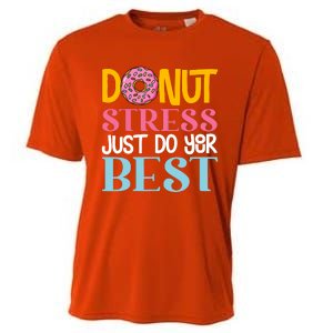 Donut Stress Just Do Your Best Rock The Test Day Teacher Cooling Performance Crew T-Shirt