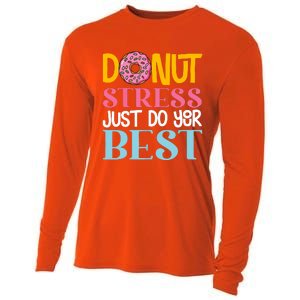 Donut Stress Just Do Your Best Rock The Test Day Teacher Cooling Performance Long Sleeve Crew