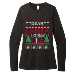 Dear Santa Just Bring Wine Funny Ugly Christmas Sweater Gift Womens CVC Long Sleeve Shirt