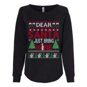 Dear Santa Just Bring Wine Funny Ugly Christmas Sweater Gift Womens California Wash Sweatshirt