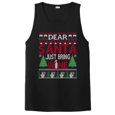 Dear Santa Just Bring Wine Funny Ugly Christmas Sweater Gift PosiCharge Competitor Tank