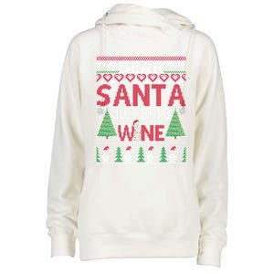 Dear Santa Just Bring Wine Funny Ugly Christmas Sweater Gift Womens Funnel Neck Pullover Hood