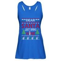 Dear Santa Just Bring Wine Funny Ugly Christmas Sweater Gift Ladies Essential Flowy Tank