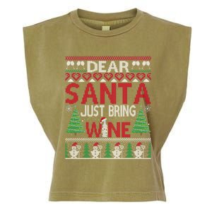 Dear Santa Just Bring Wine Funny Ugly Christmas Sweater Gift Garment-Dyed Women's Muscle Tee