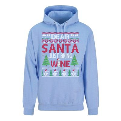 Dear Santa Just Bring Wine Funny Ugly Christmas Sweater Gift Unisex Surf Hoodie