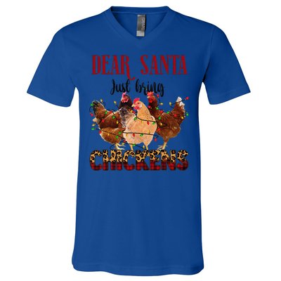 Dear Santa Just Bring Chickens Christmas Chicken Lovers Xmas V-Neck T-Shirt