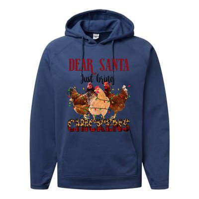 Dear Santa Just Bring Chickens Christmas Chicken Lovers Xmas Performance Fleece Hoodie