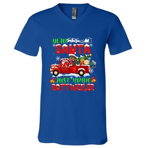 Dear Santa Just Bring Rottweiler Dog Funny Christmas Pajama Funny Gift V-Neck T-Shirt