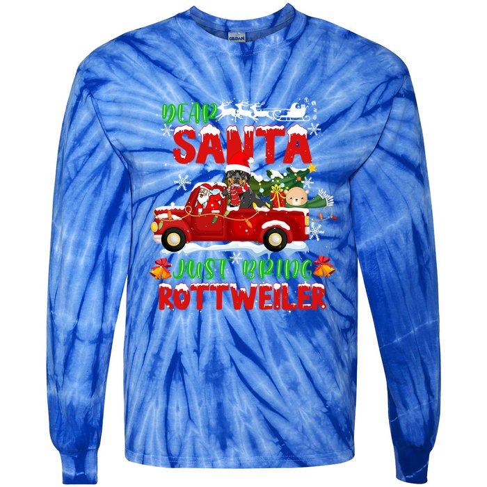 Dear Santa Just Bring Rottweiler Dog Funny Christmas Pajama Funny Gift Tie-Dye Long Sleeve Shirt