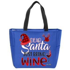 Dear Santa Just Bring Wine Please Funny Christmas Meaningful Gift Zip Tote Bag