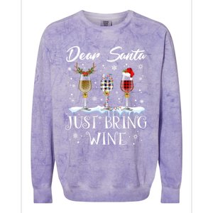 Dear Santa Just Bring Wine Glasses Christmas Pajama Costume Cool Gift Colorblast Crewneck Sweatshirt