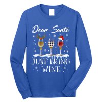 Dear Santa Just Bring Wine Glasses Christmas Pajama Costume Cool Gift Long Sleeve Shirt