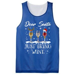 Dear Santa Just Bring Wine Glasses Christmas Pajama Costume Cool Gift Mesh Reversible Basketball Jersey Tank