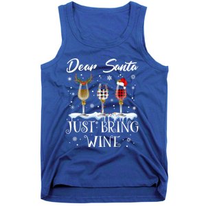 Dear Santa Just Bring Wine Glasses Christmas Pajama Costume Cool Gift Tank Top