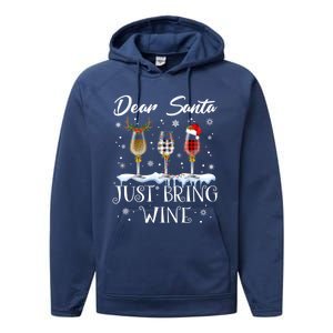 Dear Santa Just Bring Wine Glasses Christmas Pajama Costume Cool Gift Performance Fleece Hoodie