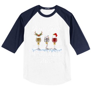 Dear Santa Just Bring Wine Glasses Christmas Pajama Costume Cool Gift Baseball Sleeve Shirt