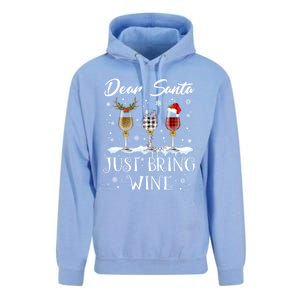 Dear Santa Just Bring Wine Glasses Christmas Pajama Costume Cool Gift Unisex Surf Hoodie