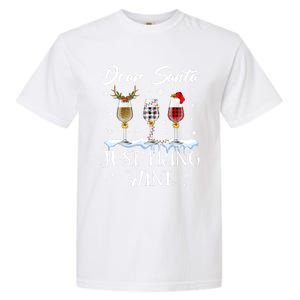 Dear Santa Just Bring Wine Glasses Christmas Pajama Costume Cool Gift Garment-Dyed Heavyweight T-Shirt