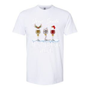 Dear Santa Just Bring Wine Glasses Christmas Pajama Costume Cool Gift Softstyle CVC T-Shirt