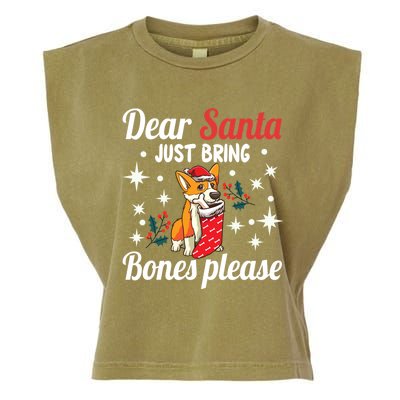 Dear Santa Just Bring Bones Please Santa Corgi Xmas Gift Garment-Dyed Women's Muscle Tee