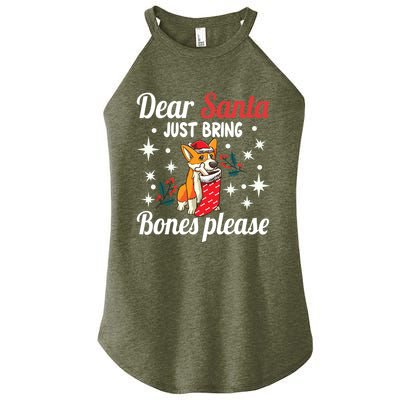 Dear Santa Just Bring Bones Please Santa Corgi Xmas Gift Women’s Perfect Tri Rocker Tank