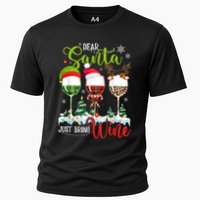Dear Santa Just Bring Wine Reindeer Dasher Dancer Prancer Gift Cooling Performance Crew T-Shirt