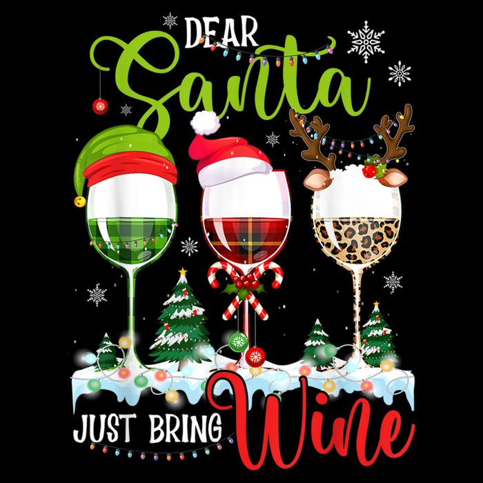 Dear Santa Just Bring Wine Reindeer Dasher Dancer Prancer Gift Sustainable Bucket Hat