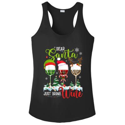 Dear Santa Just Bring Wine Reindeer Dasher Dancer Prancer Gift Ladies PosiCharge Competitor Racerback Tank