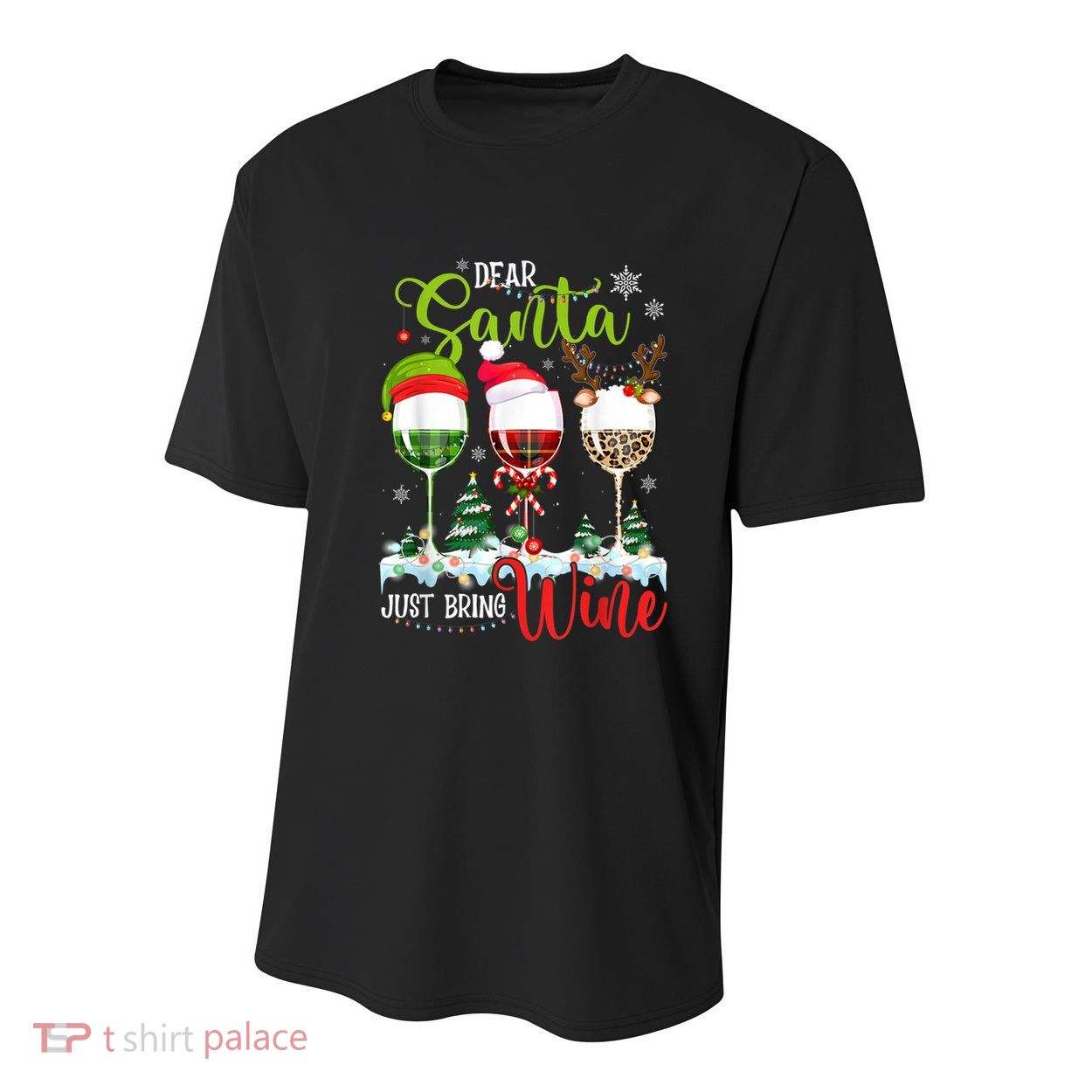 Dear Santa Just Bring Wine Reindeer Dasher Dancer Prancer Gift Youth Performance Sprint T-Shirt