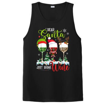 Dear Santa Just Bring Wine Reindeer Dasher Dancer Prancer Gift PosiCharge Competitor Tank