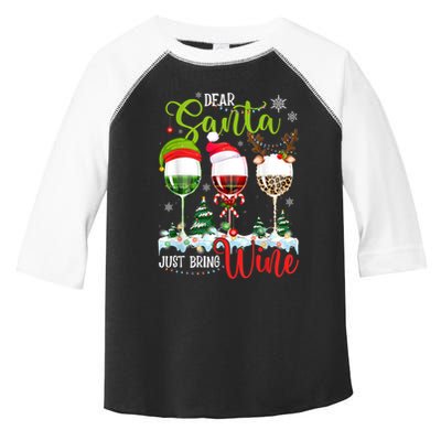 Dear Santa Just Bring Wine Reindeer Dasher Dancer Prancer Gift Toddler Fine Jersey T-Shirt