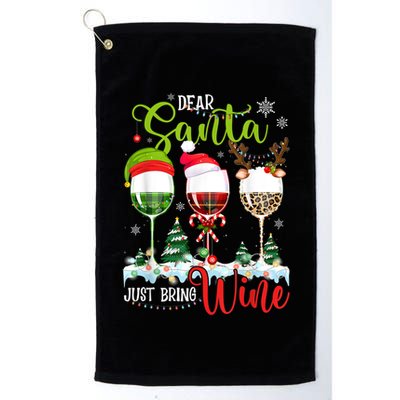 Dear Santa Just Bring Wine Reindeer Dasher Dancer Prancer Gift Golf Towel