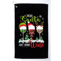 Dear Santa Just Bring Wine Reindeer Dasher Dancer Prancer Gift Golf Towel