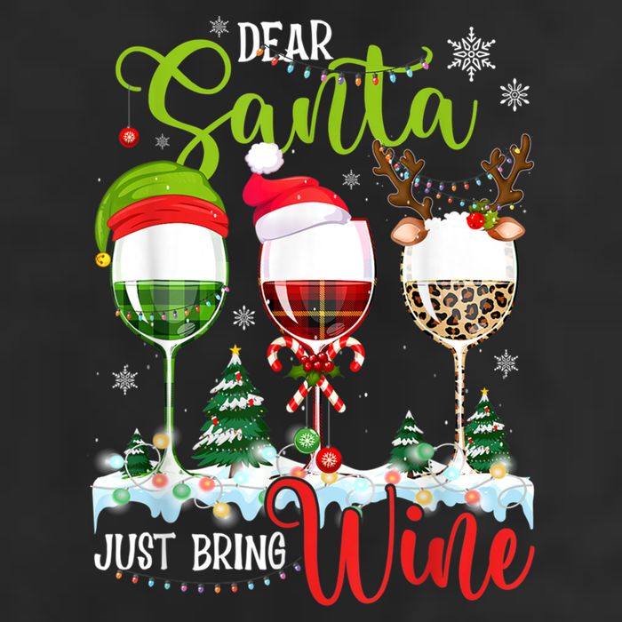 Dear Santa Just Bring Wine Reindeer Dasher Dancer Prancer Gift Golf Towel