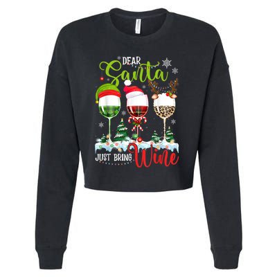Dear Santa Just Bring Wine Reindeer Dasher Dancer Prancer Gift Cropped Pullover Crew